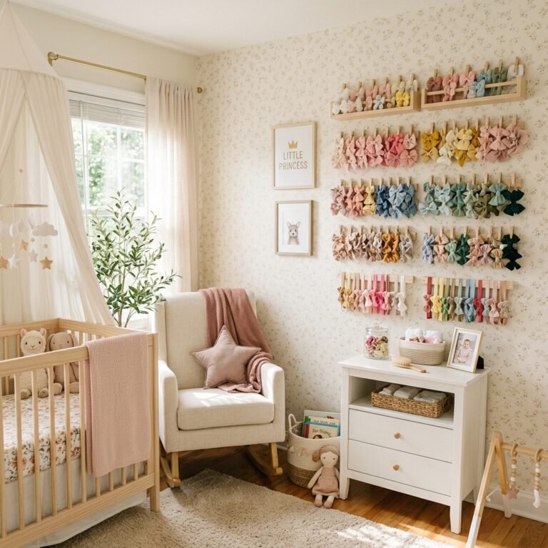 10 Beautiful and Clever Ways to Organize Baby Bows and Headbands on Your Nursery Wall
