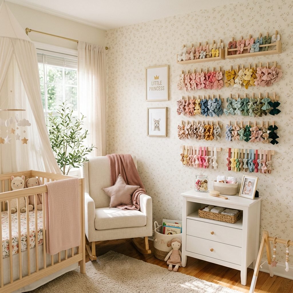 10 Beautiful and Clever Ways to Organize Baby Bows and Headbands on Your Nursery Wall