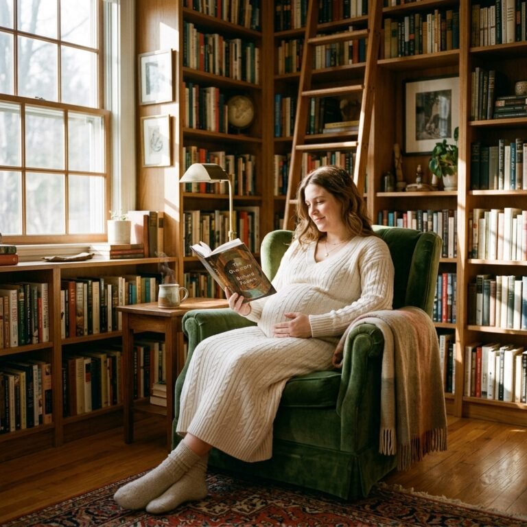 7 Cozy Home Library Maternity Photoshoot Ideas You Can Easily Pull Off