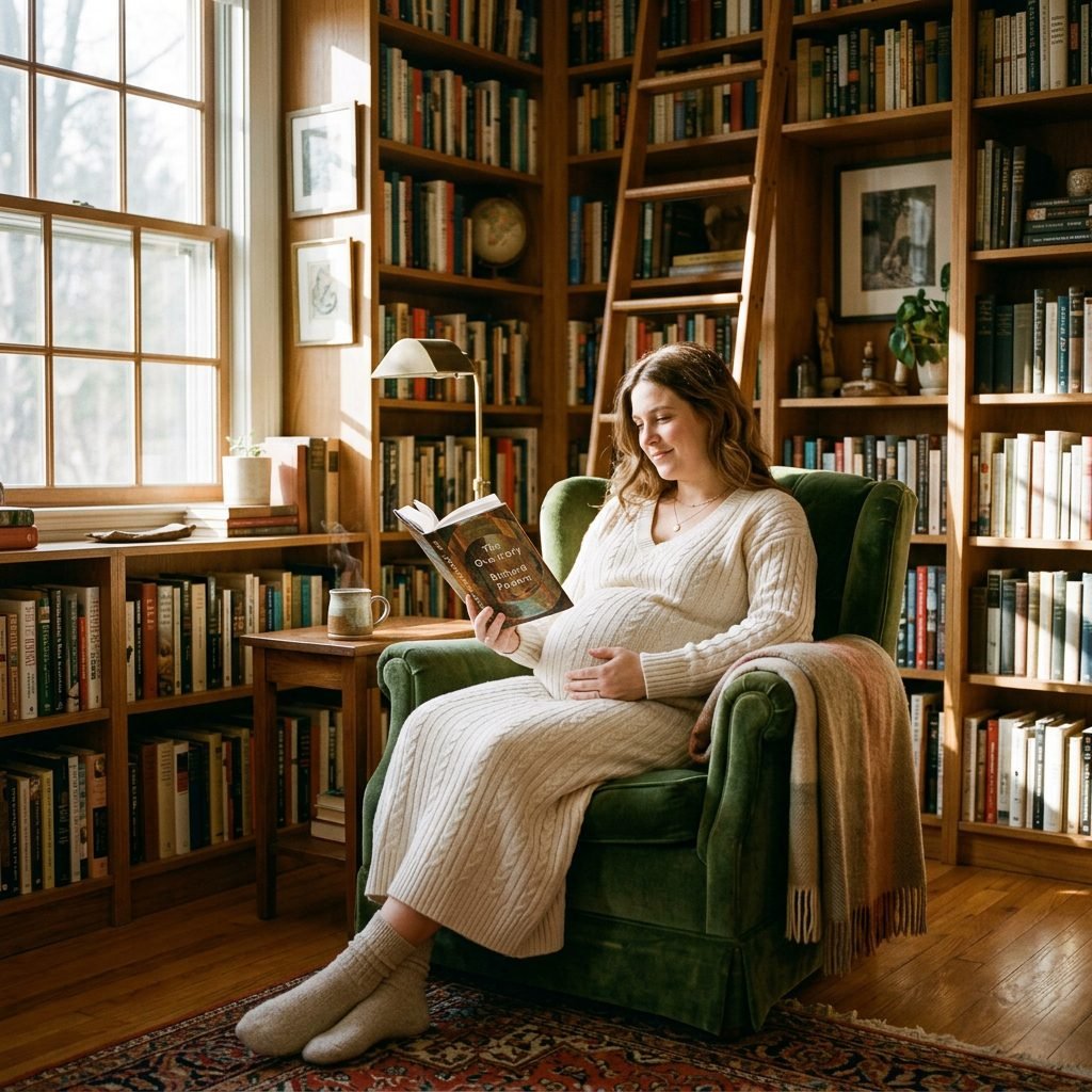 7 Cozy Home Library Maternity Photoshoot Ideas You Can Easily Pull Off