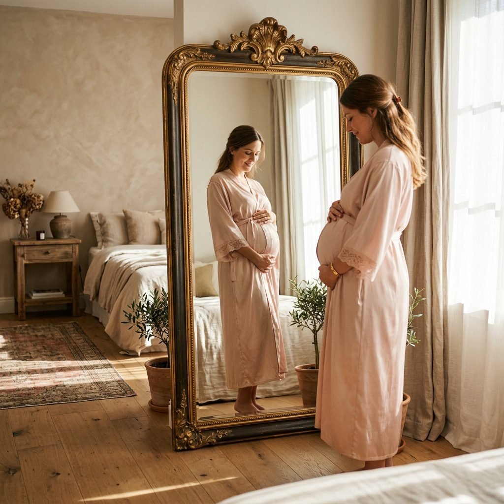 7 Gorgeous Mirror Reflection Maternity Photo Ideas You Can Shoot Alone