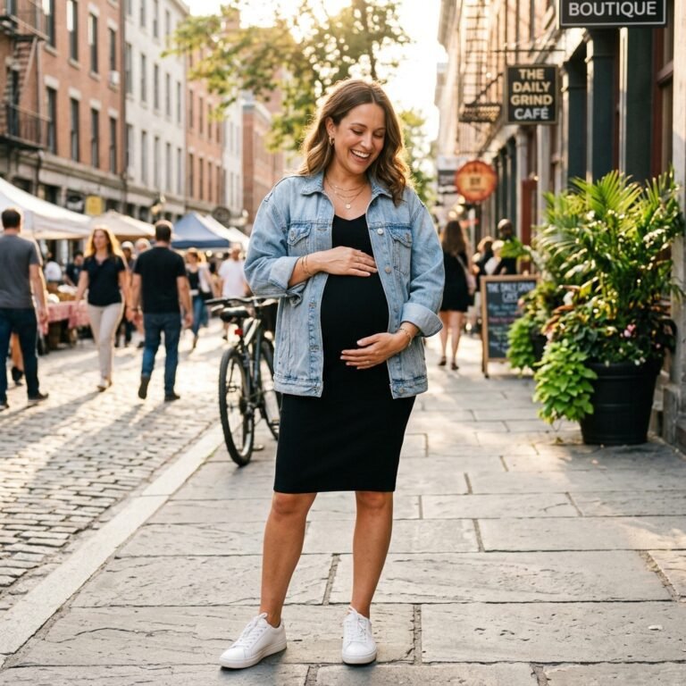 7 Ways to Style an Oversized Denim Jacket Throughout Your Entire Pregnancy