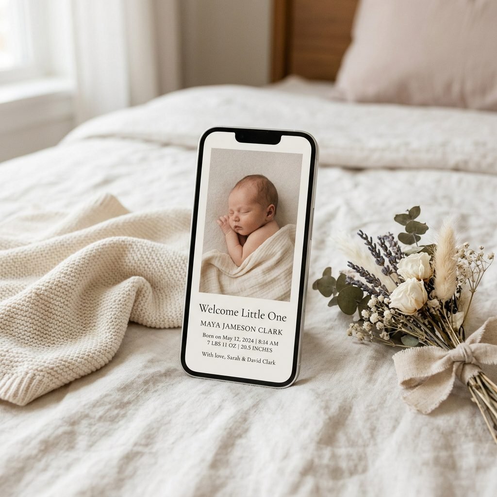 8 Editorial Style Digital Birth Announcement Card Ideas to Share Your Joy Elegantly