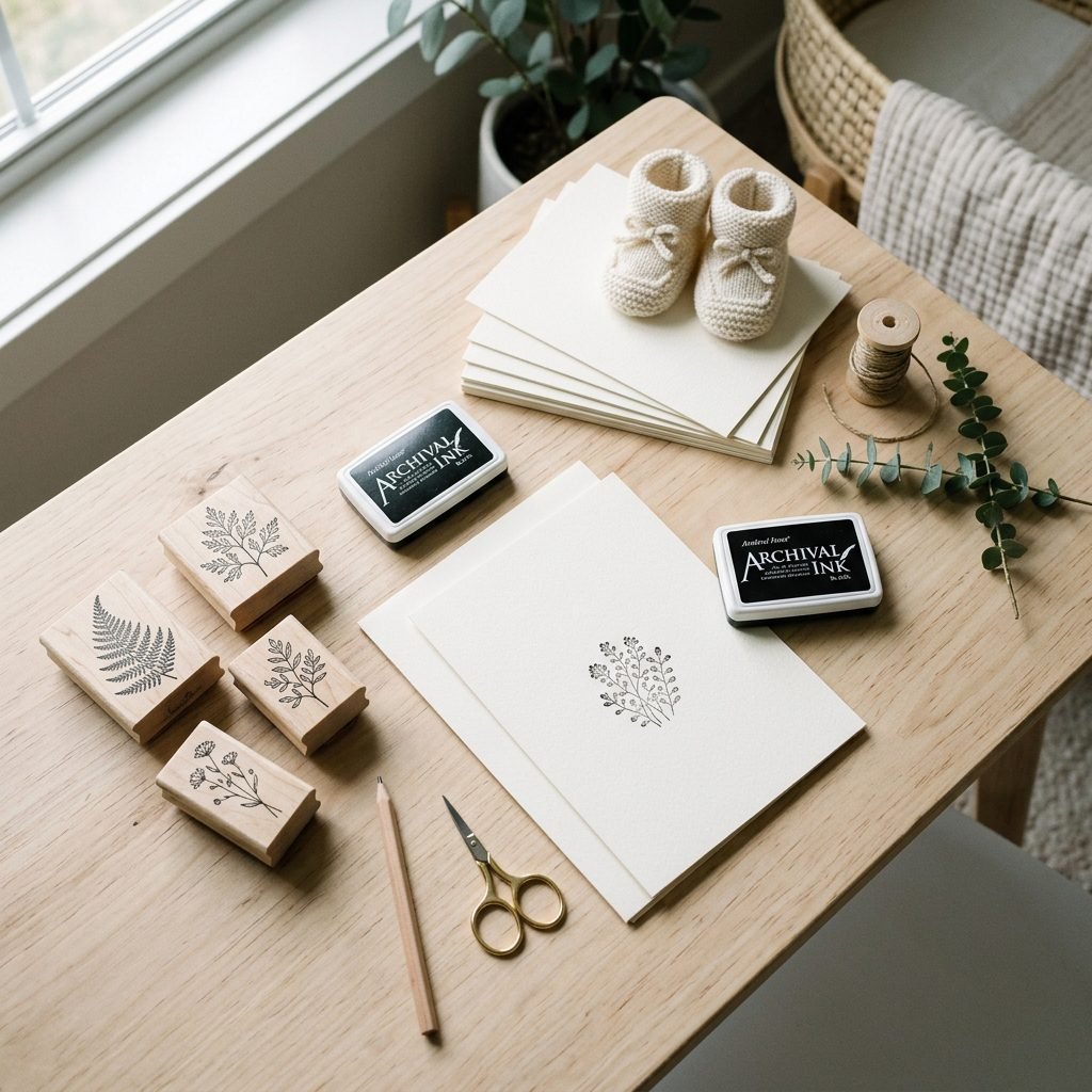 9 Gorgeous DIY Minimalist Ink Stamp Birth Announcement Card Ideas
