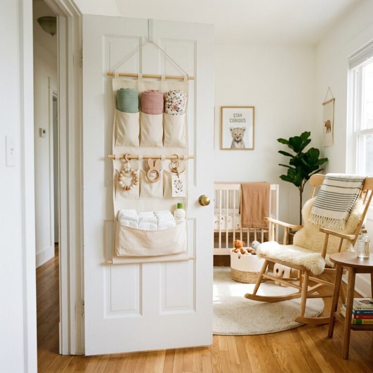 9 Smart Behind-the-Door Hanging Storage Hacks for Tiny Nurseries