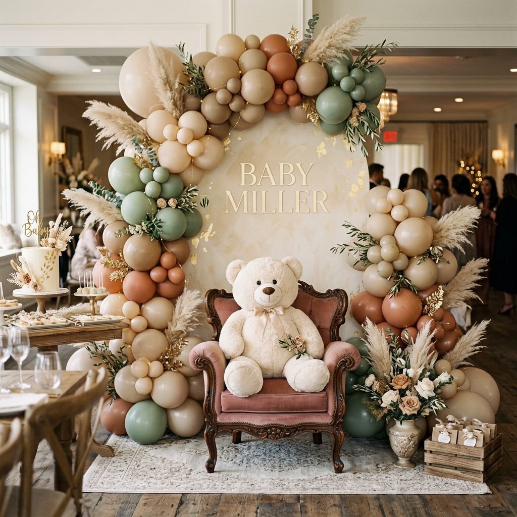 A Cozy Classic: Chic Teddy Bear Baby Shower Theme Decoration Ideas & Inspiration