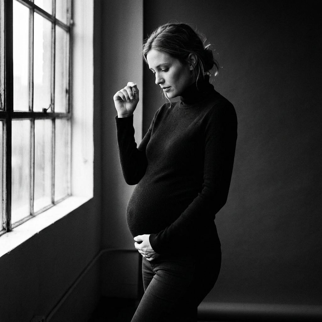 Chic and Moody: How to Style a Black Turtleneck for Minimalist Maternity Photos