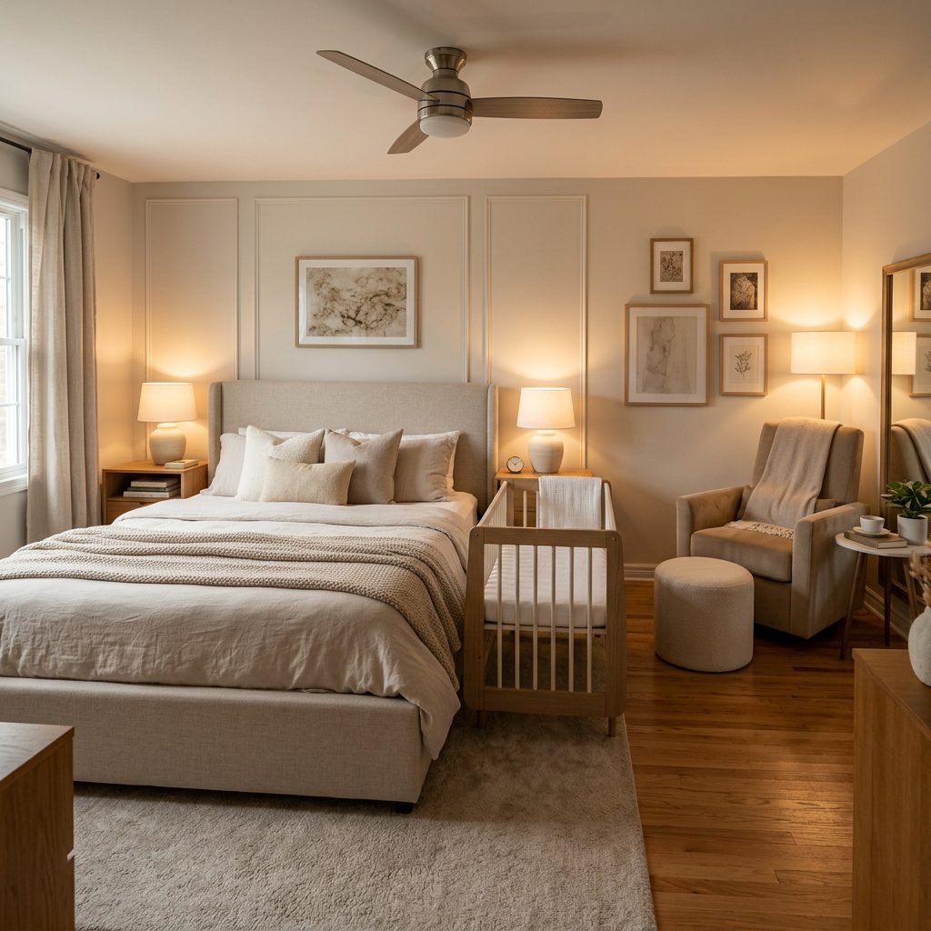 Cozy & Functional: How to Arrange a Shared Master Bedroom with a Crib Next to Your Bed