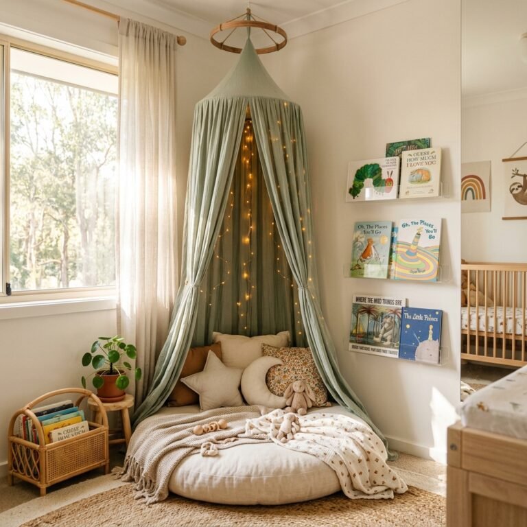 Create a Dreamy DIY Canopy Reading Nook in Your Baby's Nursery