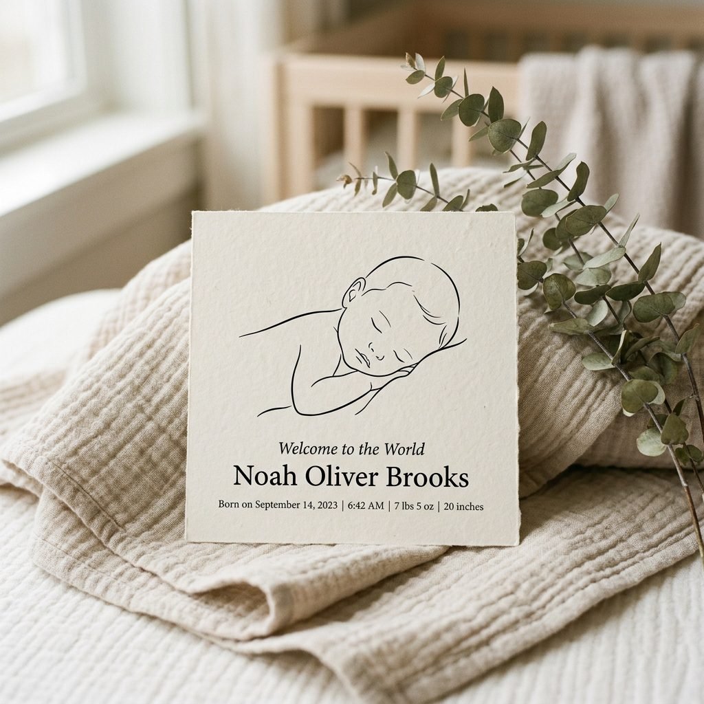 Create a Stunning Minimalist Line Art Birth Announcement Using Canva