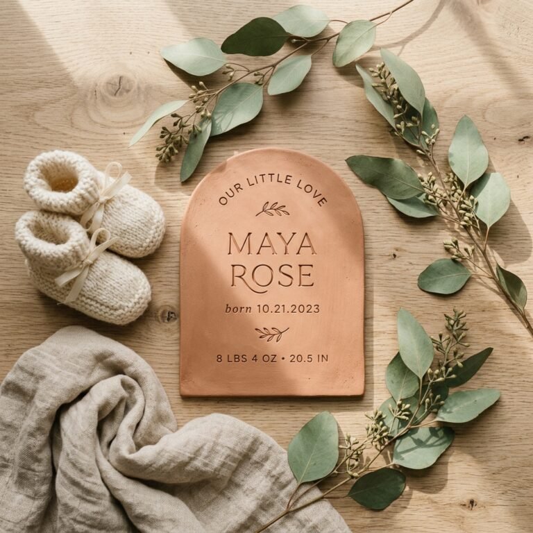 Create Your Own: DIY Arch-Cut Clay Birth Announcement Plaques for Instagram
