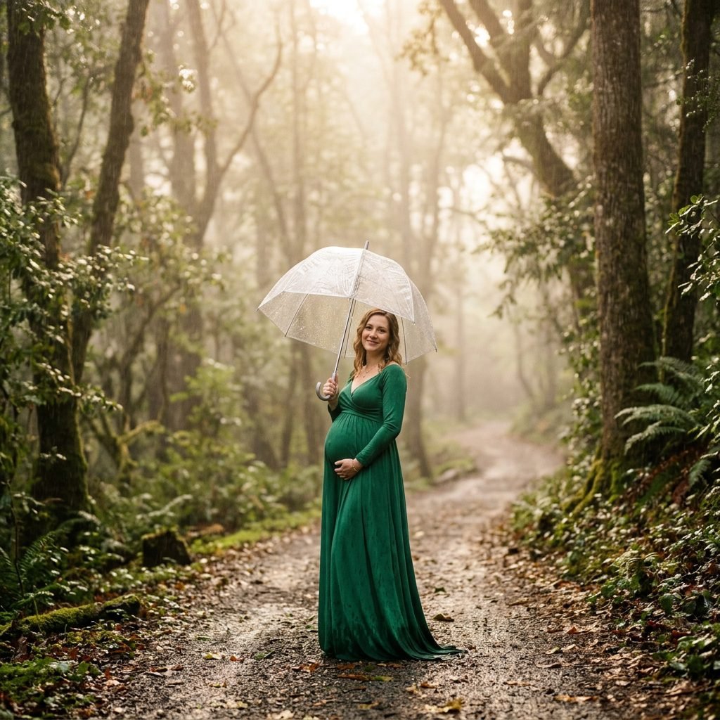 Dancing in the Rain: Creative Rainy Day Maternity Photoshoot Ideas & Poses