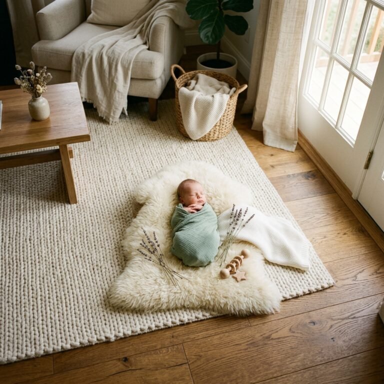 DIY Newborn Photo Session: How to Prep a Warm, Cozy Setup on Your Living Room Floor