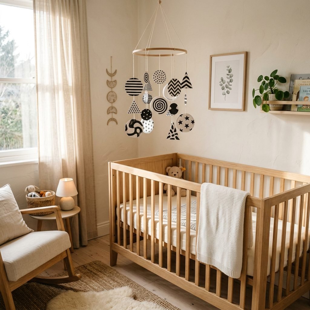 Easy DIY High-Contrast Baby Mobile Using Black and White Paper Plates