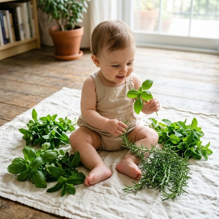 Edible Herb Garden Sensory Play: A Safe Texture & Smell Activity for Babies