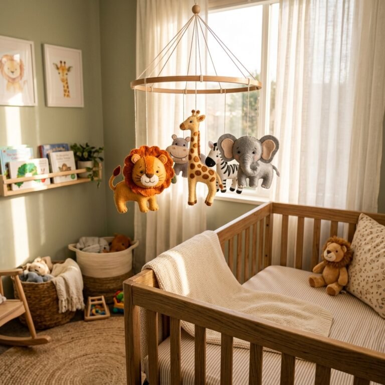 Free DIY Felt Baby Mobile Safari Animal Pattern And Sewing Tutorial