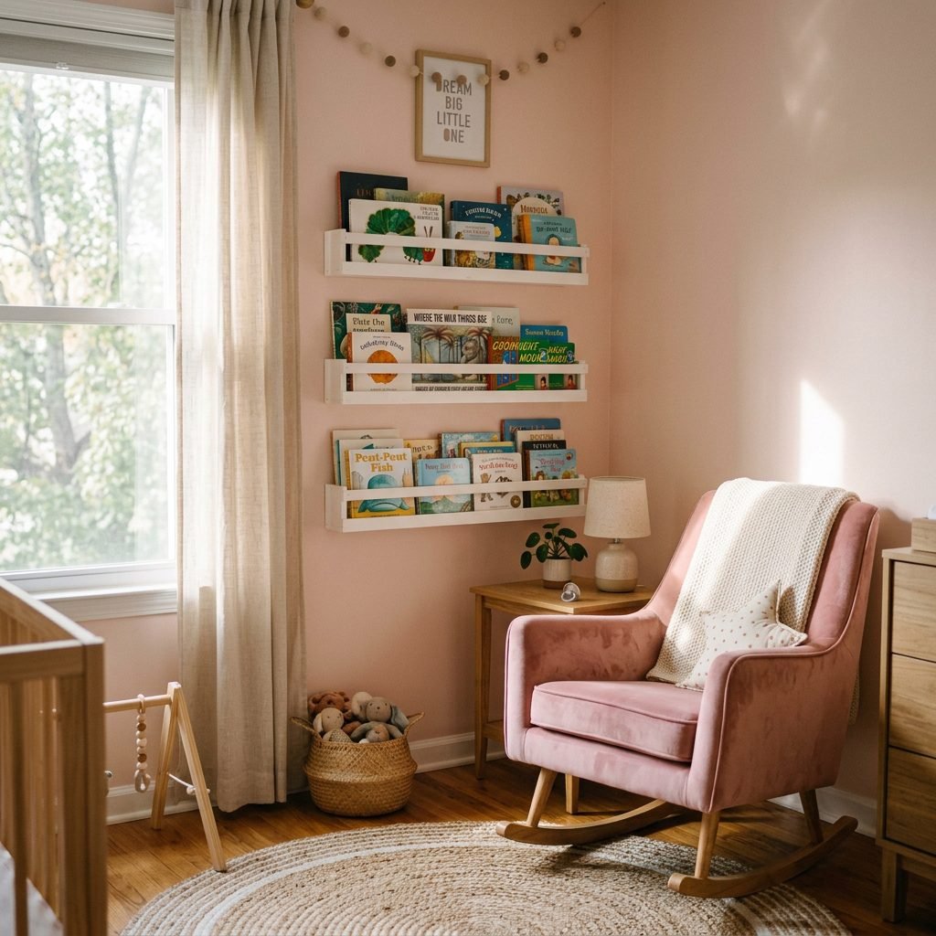 How to Build DIY Floating Book Ledges for a Small Space Nursery