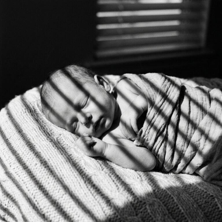How to Capture Stunning Newborn Shadow Photography at Home Using Window Blinds