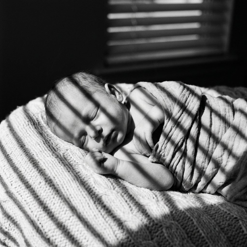 How to Capture Stunning Newborn Shadow Photography at Home Using Window Blinds