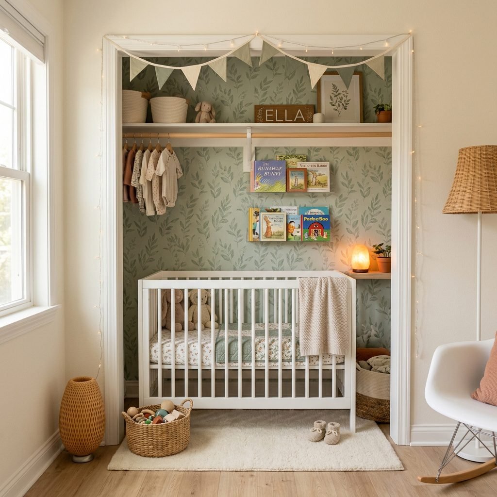 How to Convert a Standard Reach-In Closet Into a Cozy Baby Nursery Nook