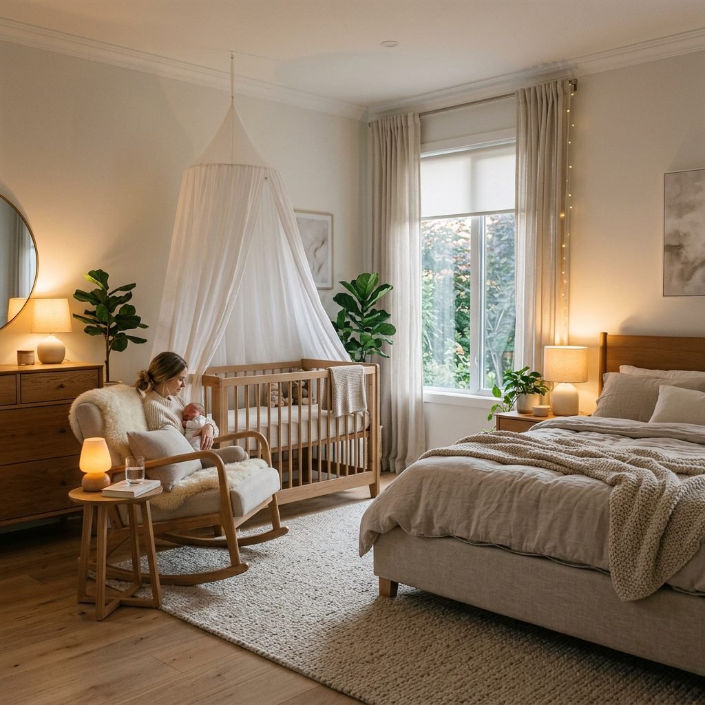 How to Create a Cozy Baby Nook in Your Master Bedroom Using a Crib Canopy