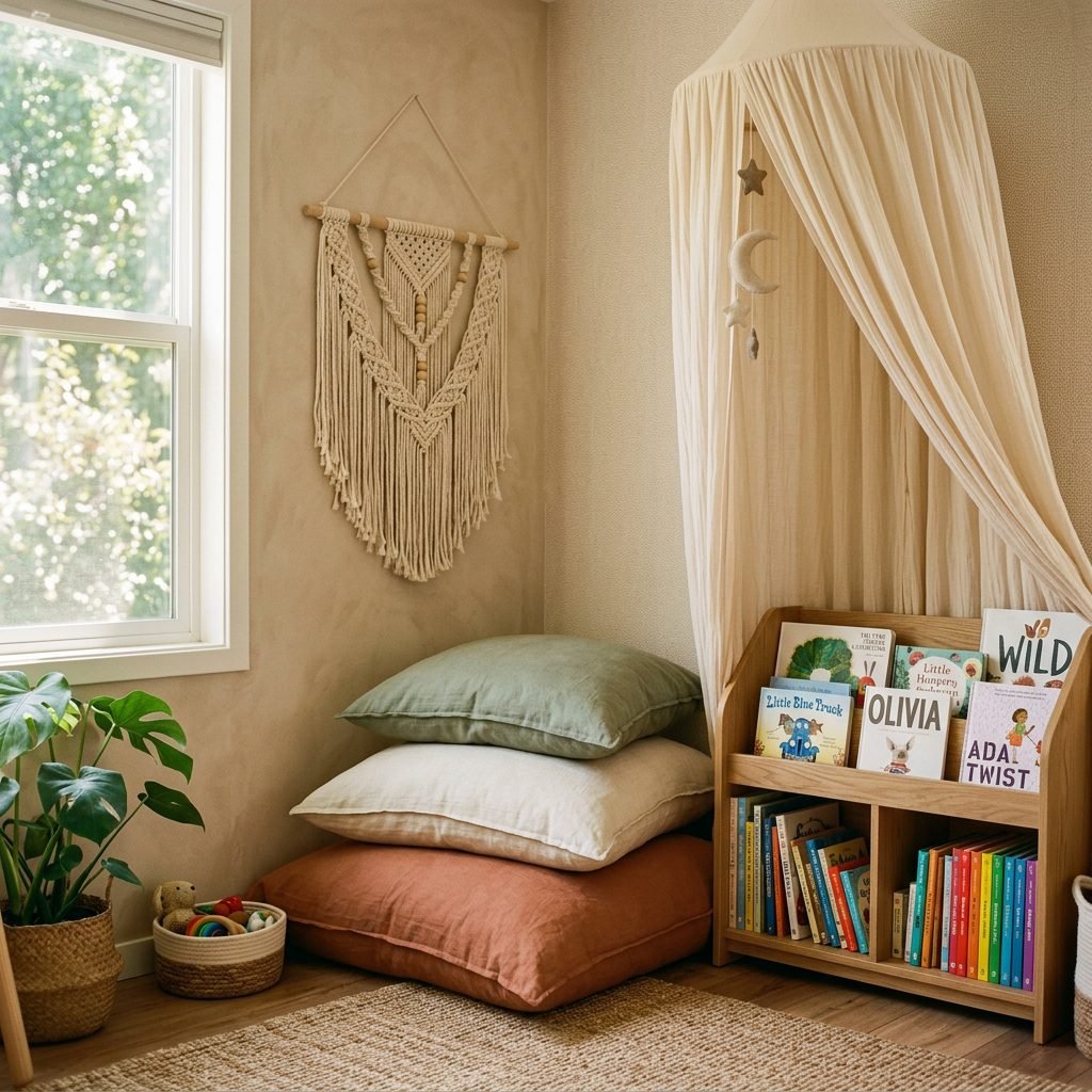 How to Create a Cozy Boho Floor Pillow Reading Corner for Your Toddler