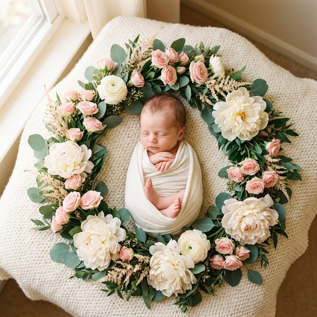 How to Create a Gorgeous DIY Flower Wreath for At-Home Newborn Photos