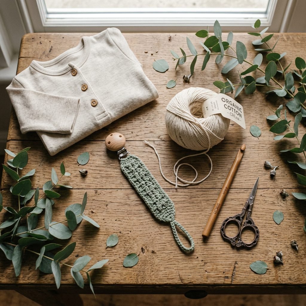 How to Crochet a Safe, Organic Cotton Pacifier Clip (Free Beginner Pattern)