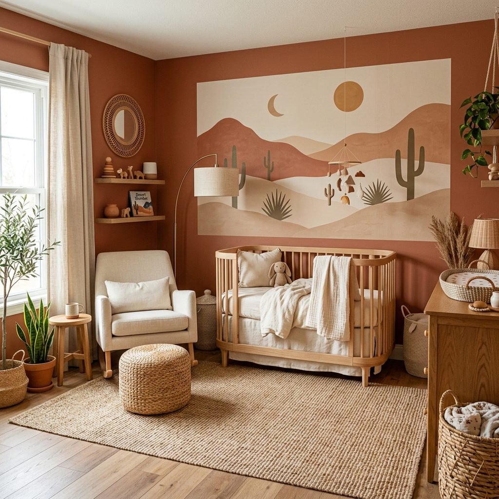 How to Design a Gender Neutral Desert Oasis Nursery with Warm Terracotta Tones