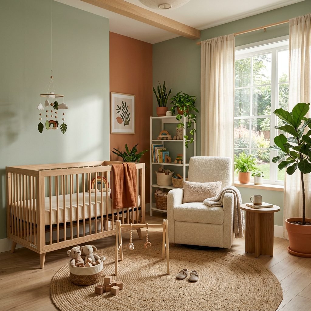 How to Design a Modern Sage Green and Terra Cotta Gender-Neutral Nursery