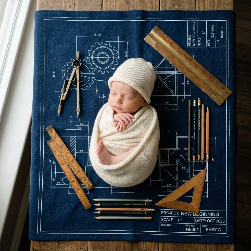 How to Design a Retro Blueprint Style Birth Announcement at Home