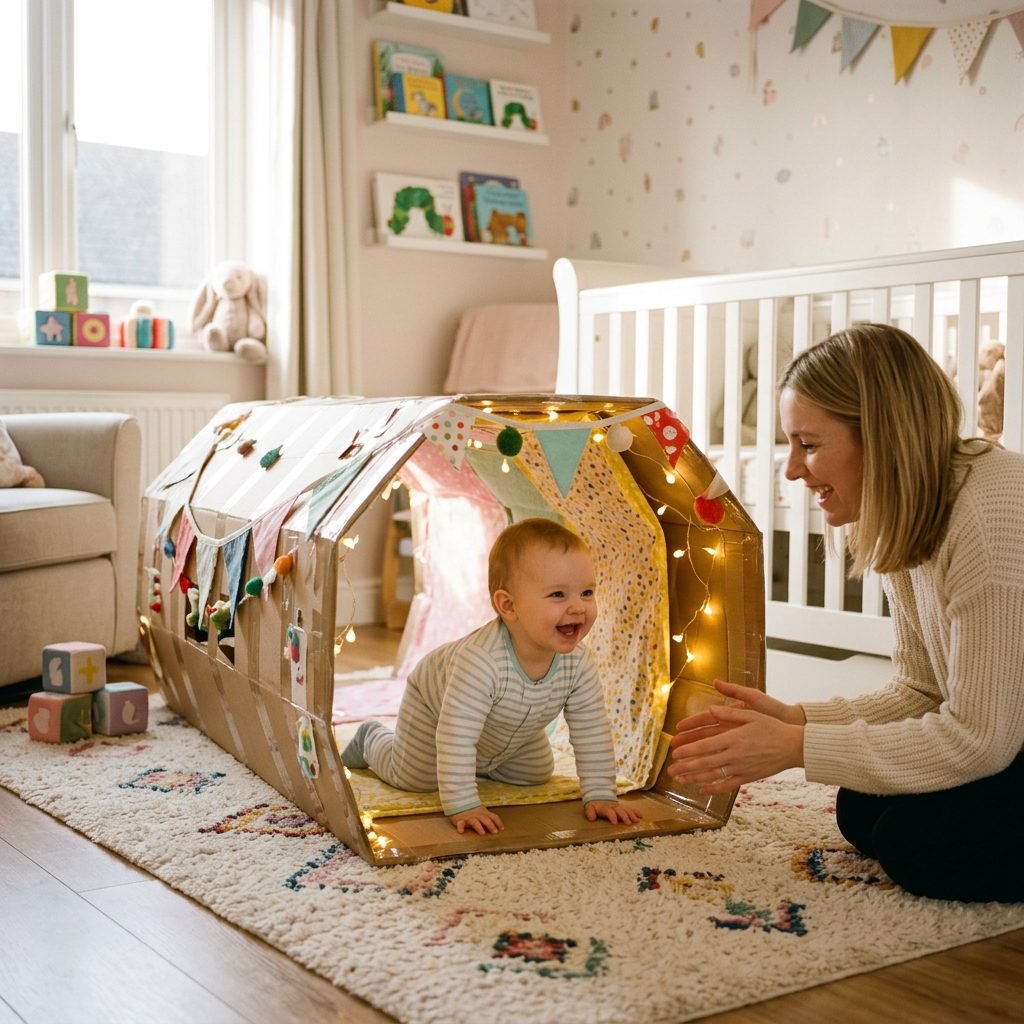 How to Make a DIY Cardboard Box Crawling Tunnel to Encourage Motor Skills