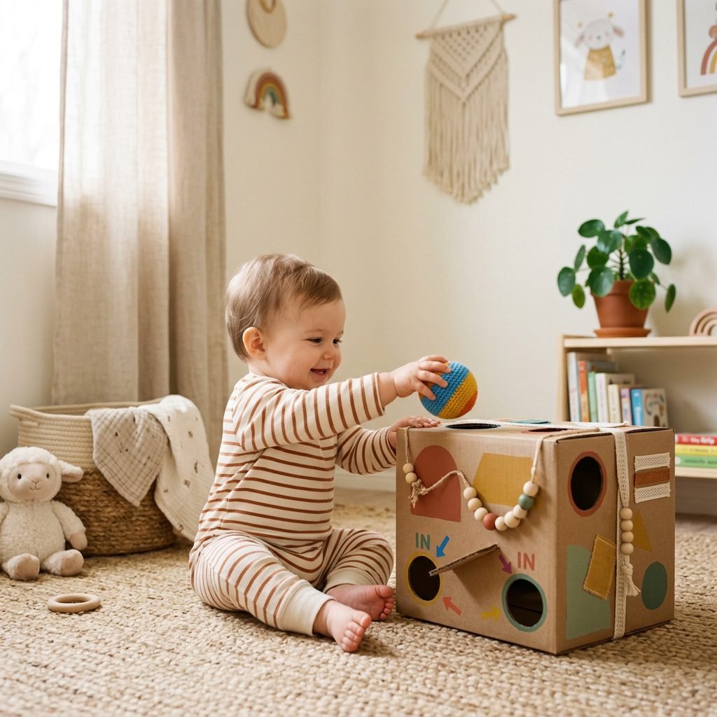 How to Make a DIY Cardboard Box Sensory Drop Game for Under $5
