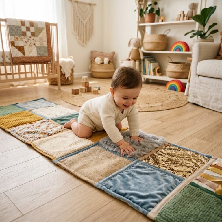 How to Make a DIY Fabric Scrap Sensory Path for Crawling Babies