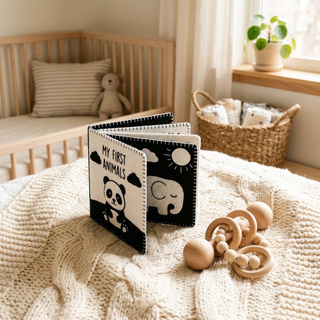 How to Make a DIY No-Sew High Contrast Sensory Book for Your Newborn