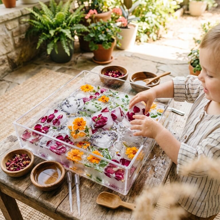 How to Make a Flower Petal Ice Melt Sensory Bin for Summer Play