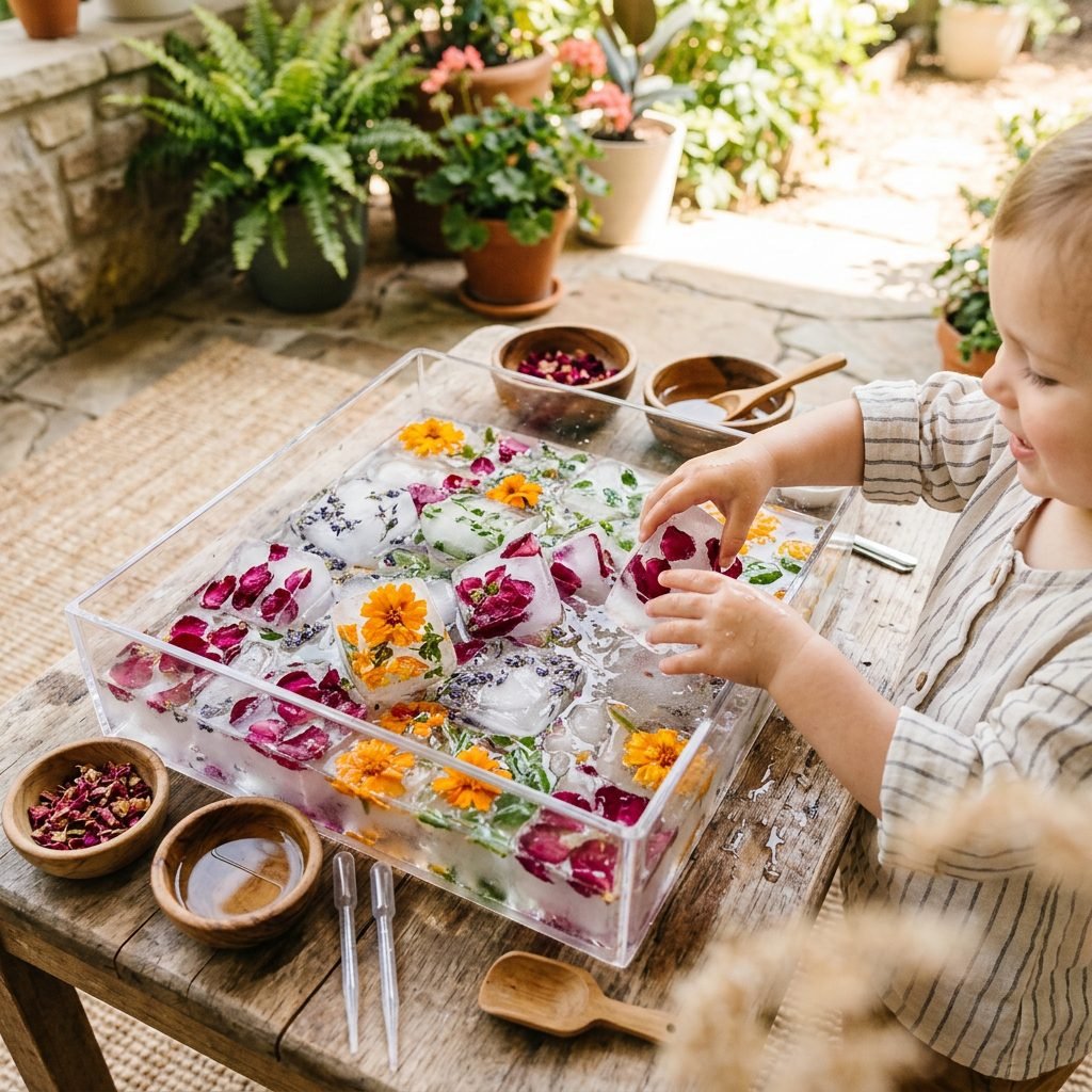 How to Make a Flower Petal Ice Melt Sensory Bin for Summer Play