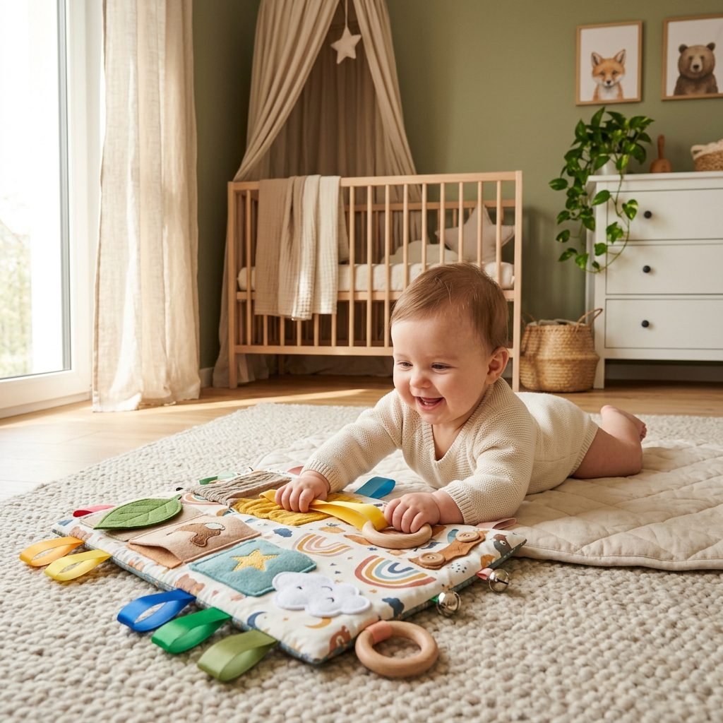 How to Make a No-Glue Fabric Sensory Board for Baby's Tummy Time