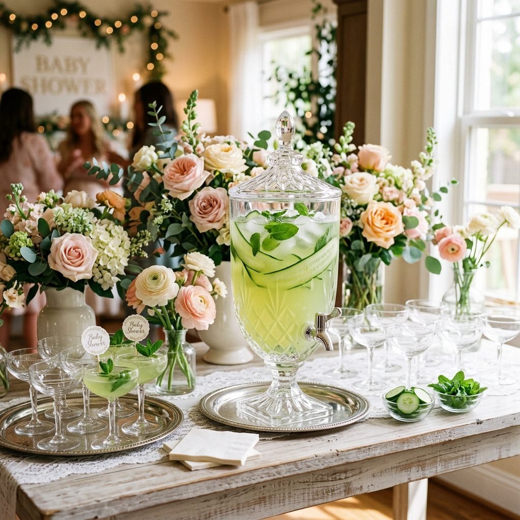 How to Make a Refreshing Cucumber Mint Green Tea Baby Shower Mocktail Punch