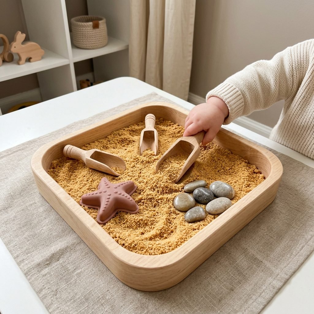 How to Make a Safe Edible Sand Sensory Bin for Babies Using Graham Crackers
