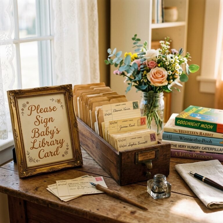 How to Make a Vintage Library Card Guestbook for Your Books for Baby Shower