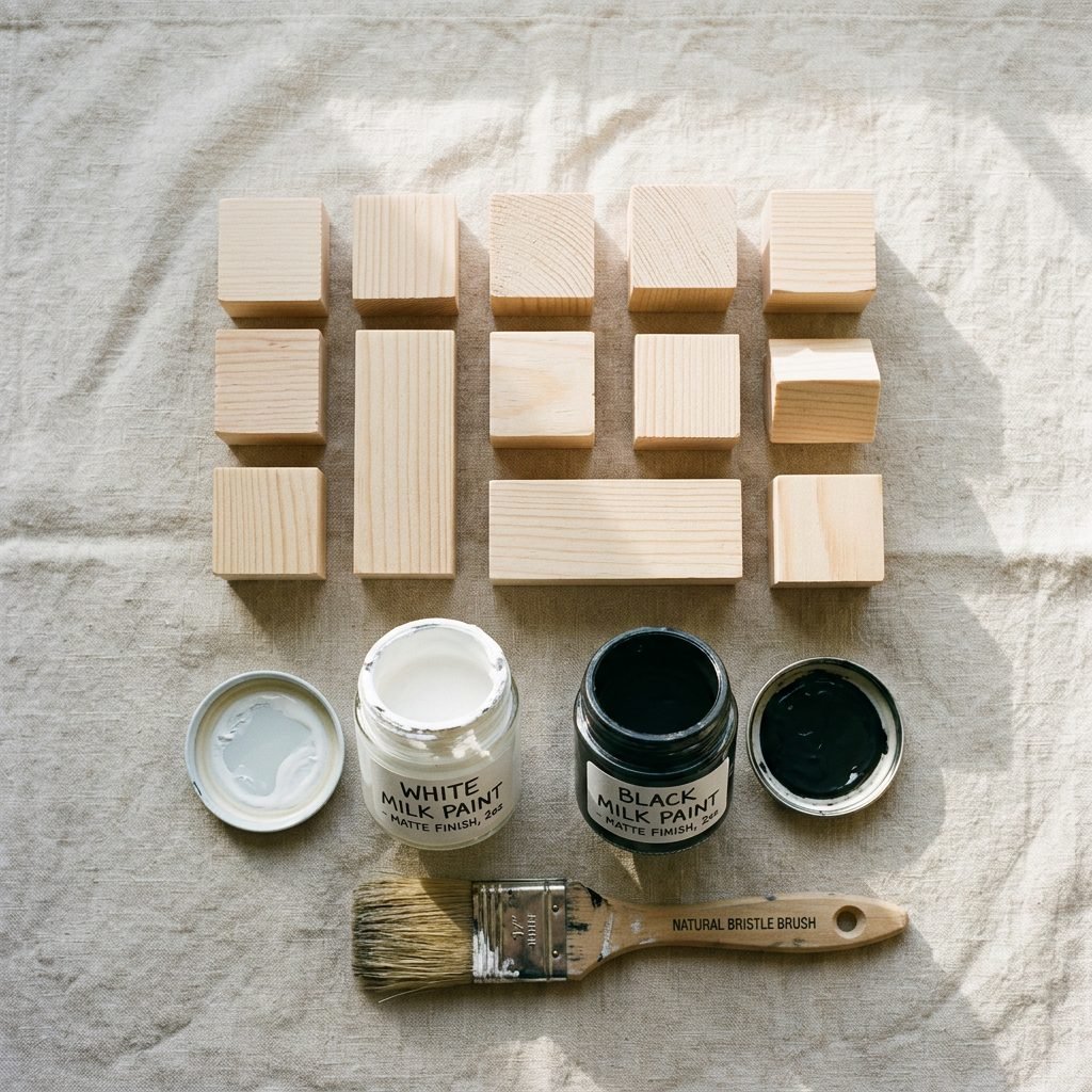 How to Make DIY High-Contrast Wooden Blocks (With Baby-Safe Paint)