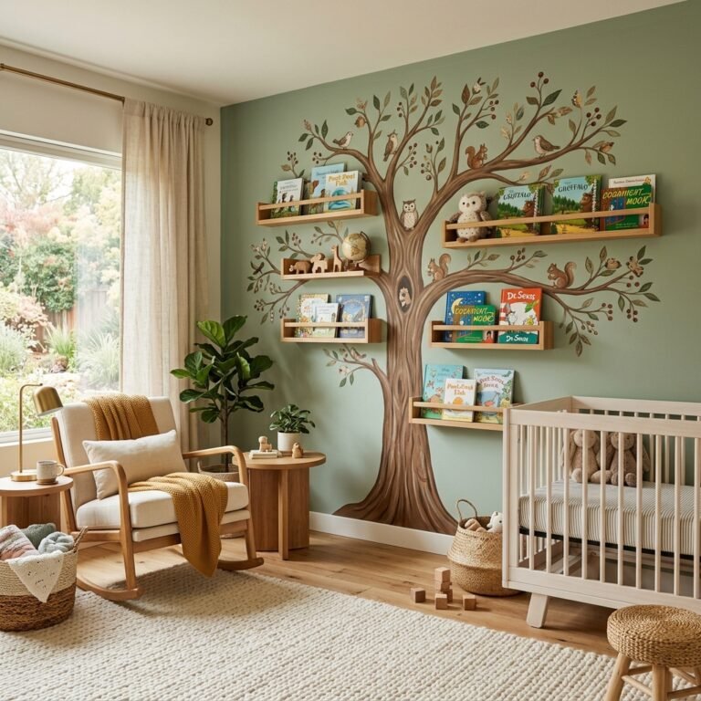 How to Paint a Magical Tree Bookshelf Wall Mural for Your Nursery