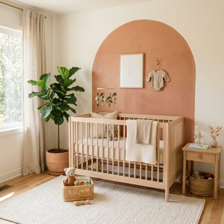 How to Paint a Trend-Forward Minimalist Arch Mural on Your Nursery Wall
