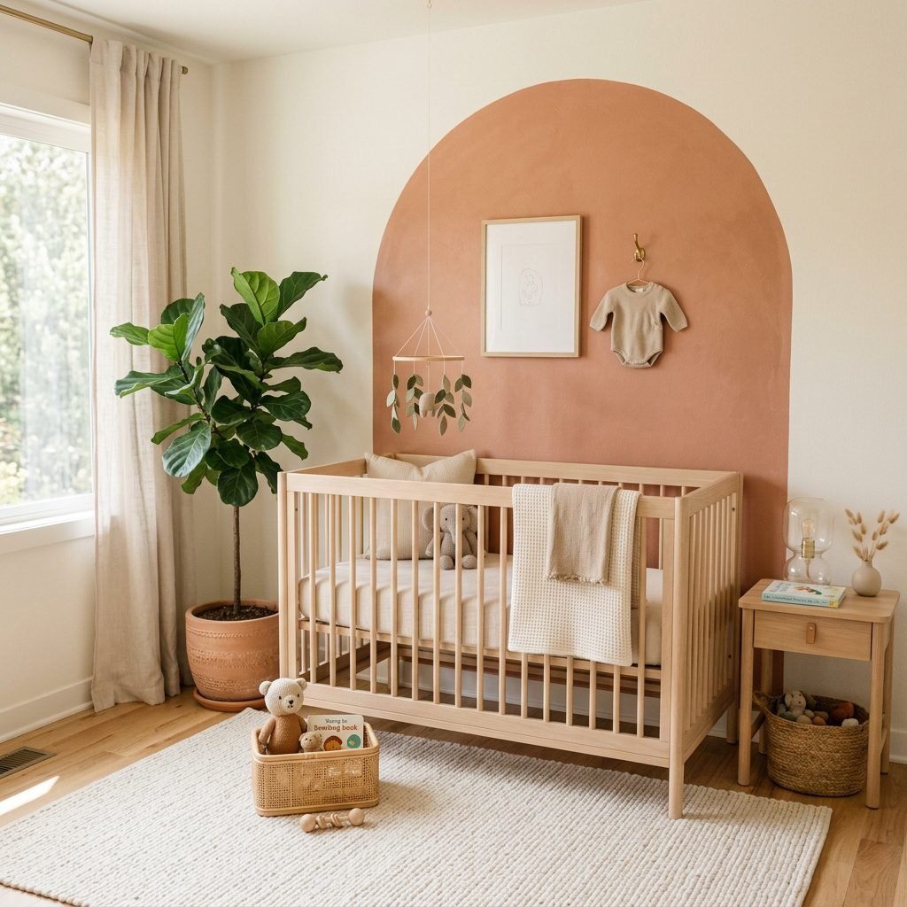 How to Paint a Trend-Forward Minimalist Arch Mural on Your Nursery Wall