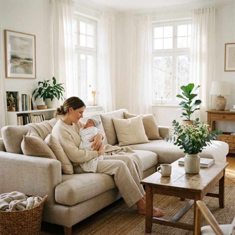How to Safely Pose Cozy Lifestyle Newborn Family Photos on Your Living Room Couch