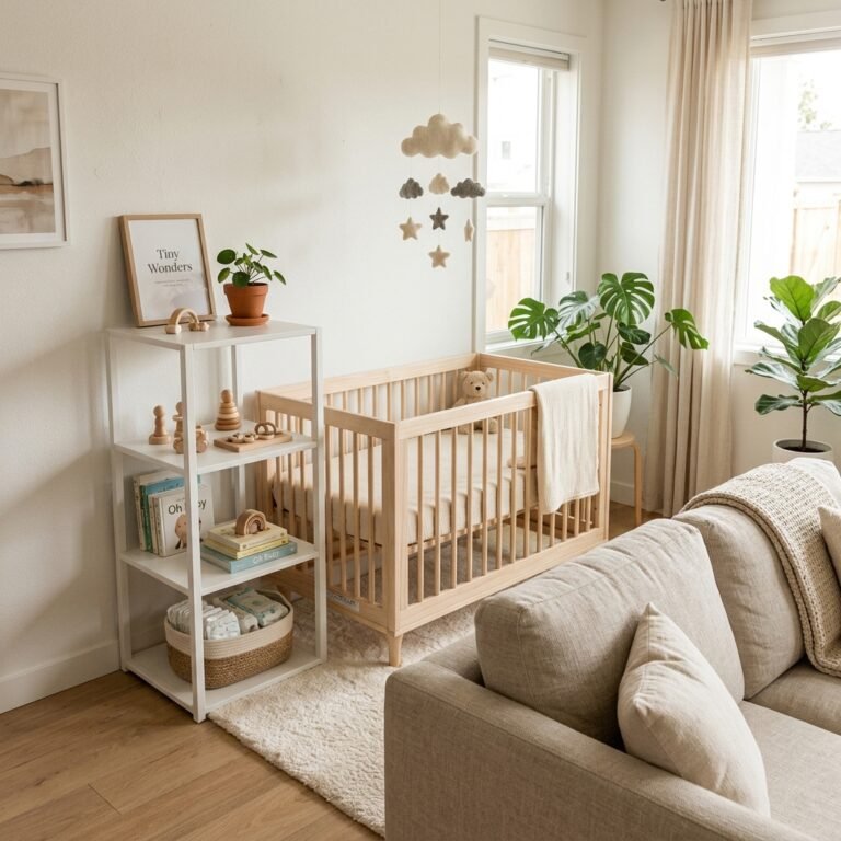 How to Set Up a Cozy Baby Nook Behind Your Living Room or Bedroom Couch