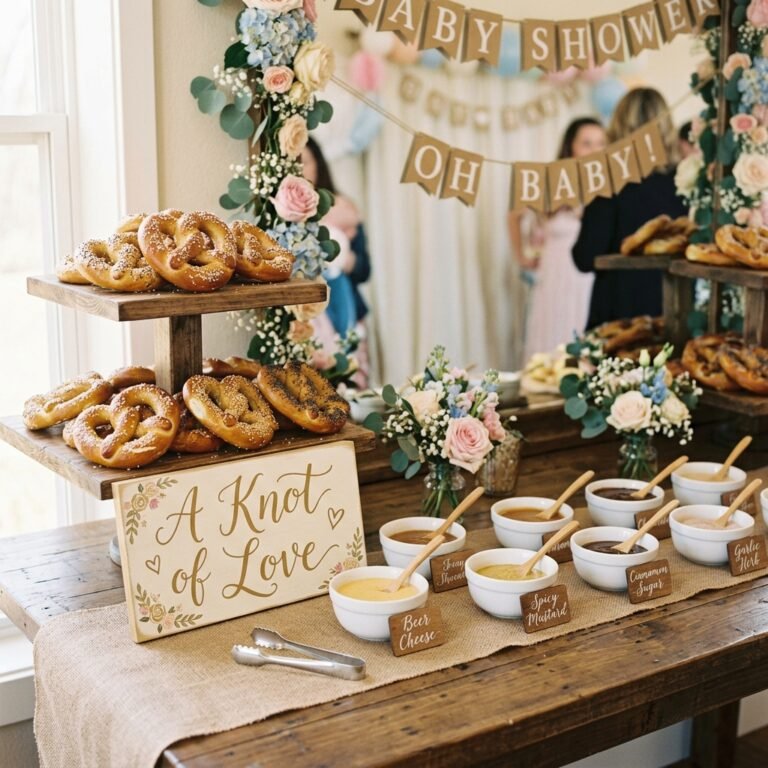 How to Set Up a DIY Gourmet Soft Pretzel Bar for a Baby Shower on a Budget
