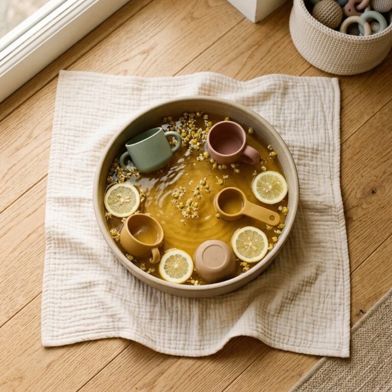 How to Set Up Chamomile Tea Sensory Play to Soothe Your Fussy Baby