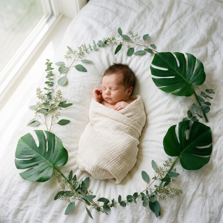 How to Shoot Organic, Greenery-Themed Newborn Portraits at Home for Free